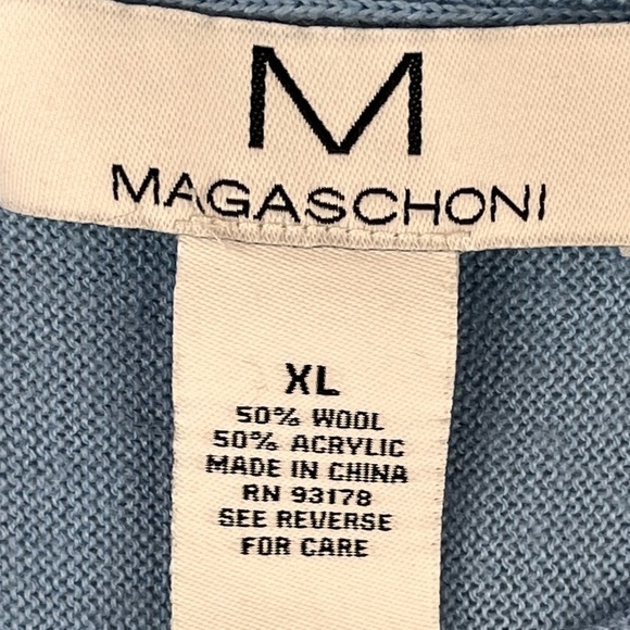MAGASCHONI Wool Blend Sweater Blue Lightweight Longer Length XL Cozycore - Picture 5 of 12